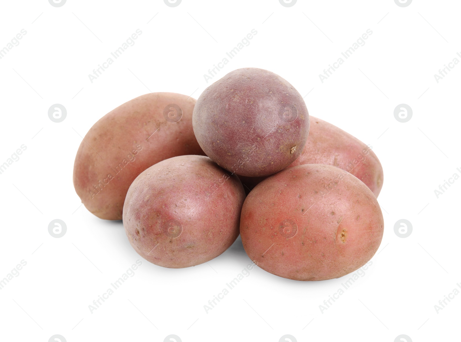 Photo of Tasty fresh organic potatoes on white background