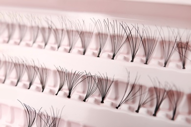 False eyelashes in pack, closeup