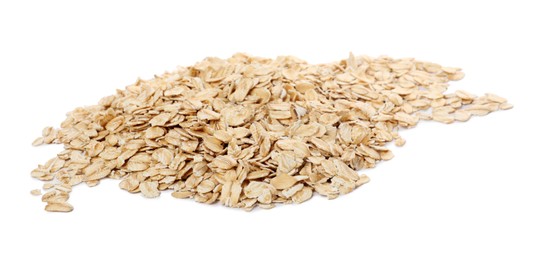 Pile of rolled oats isolated on white