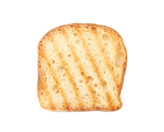 Slice of grilled wheat bread isolated on white, top view