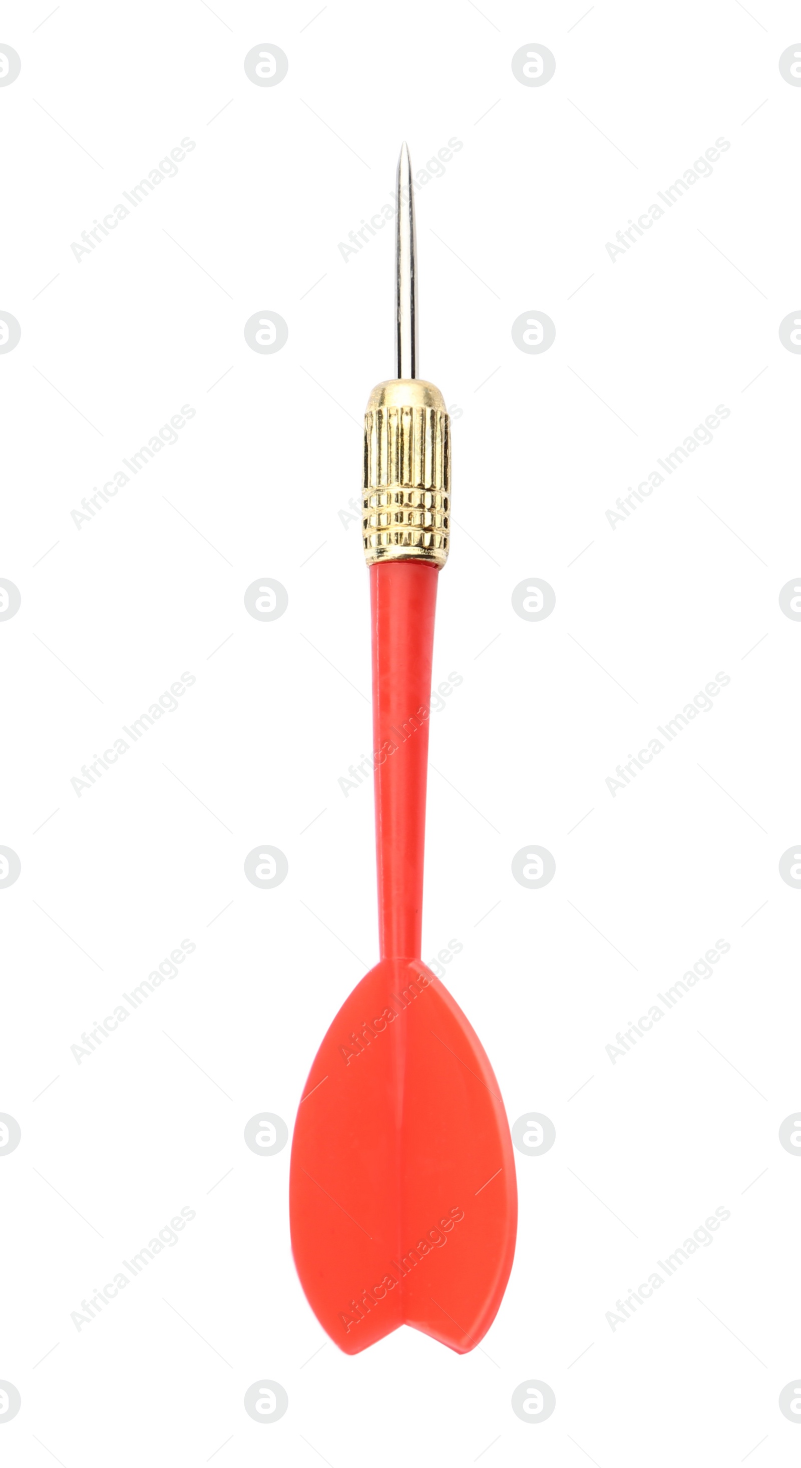 Photo of Single sharp red dart isolated on white