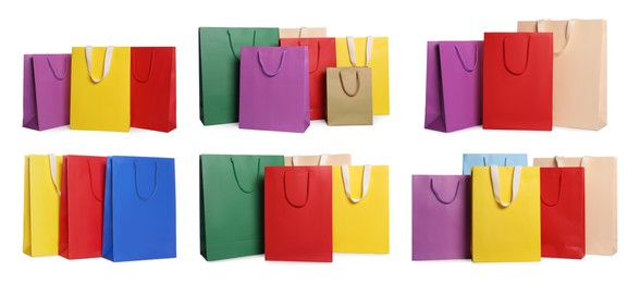 Colorful shopping bags isolated on white, set