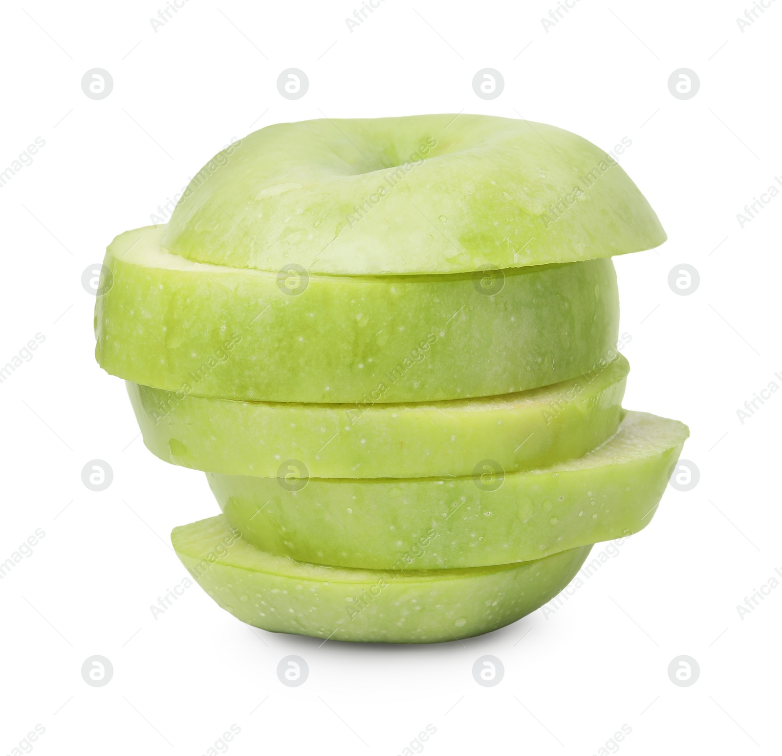 Photo of Sliced ripe green apple isolated on white