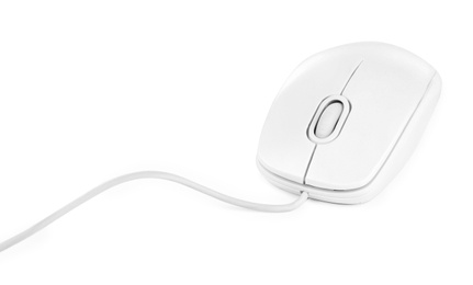 Modern wired optical mouse isolated on white