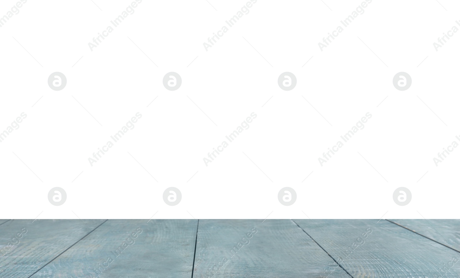 Photo of Empty light blue wooden surface isolated on white