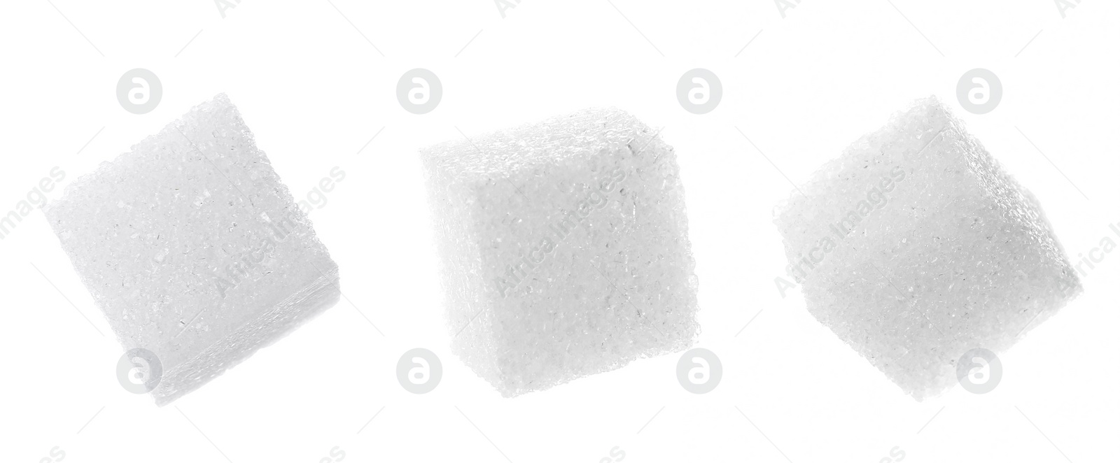 Image of Refined sugar cubes isolated on white, set