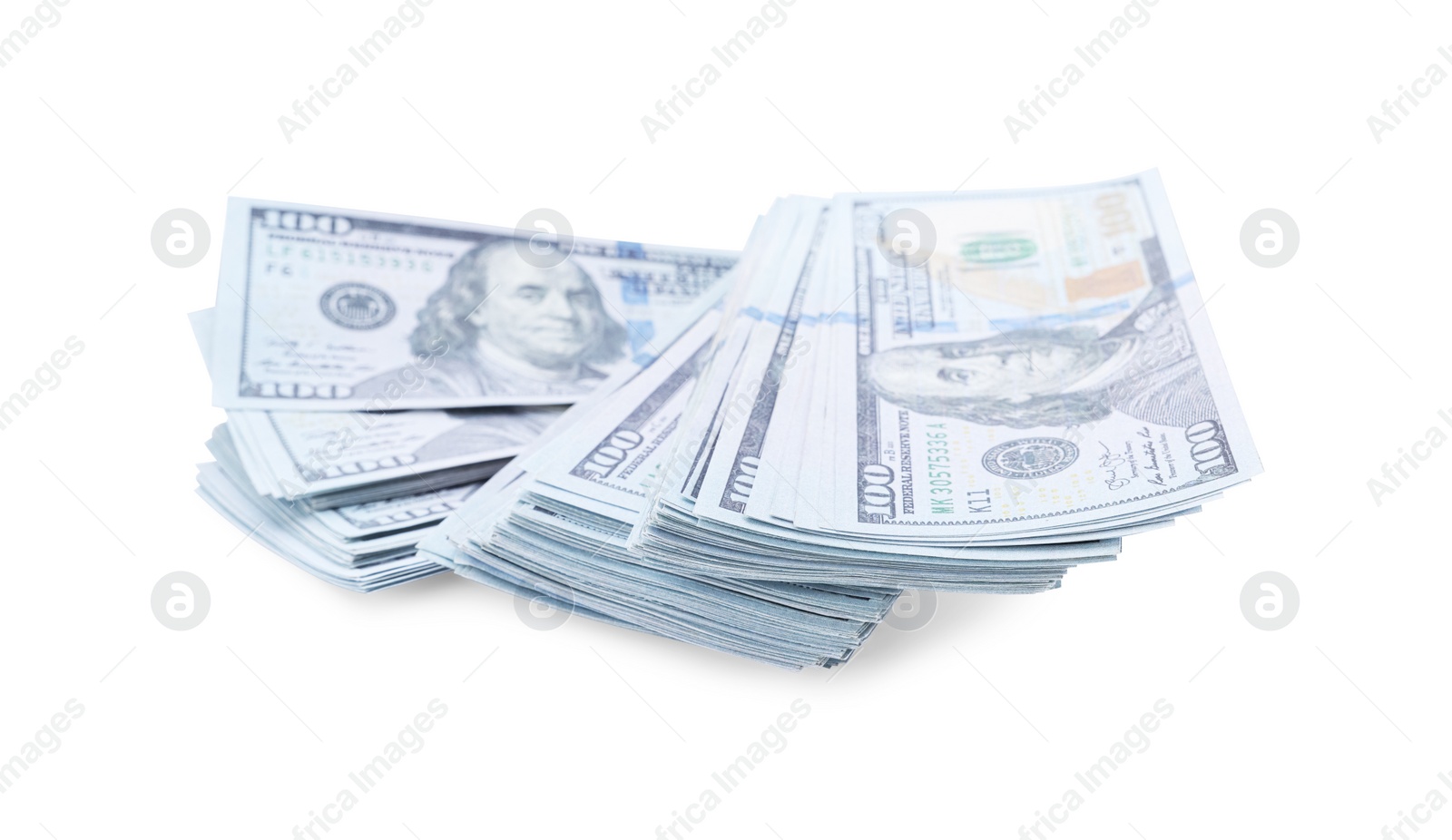 Photo of Dollar banknotes isolated on white. American national currency