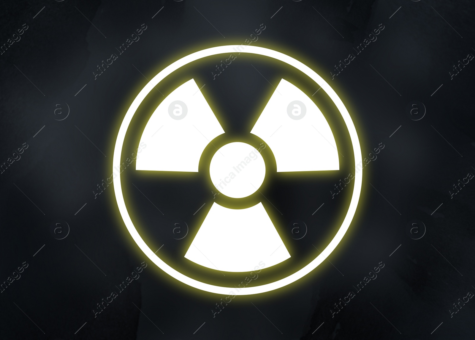 Illustration of Radioactive sign on black background. Hazard symbol