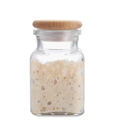 Fresh leaven in glass jar isolated on white