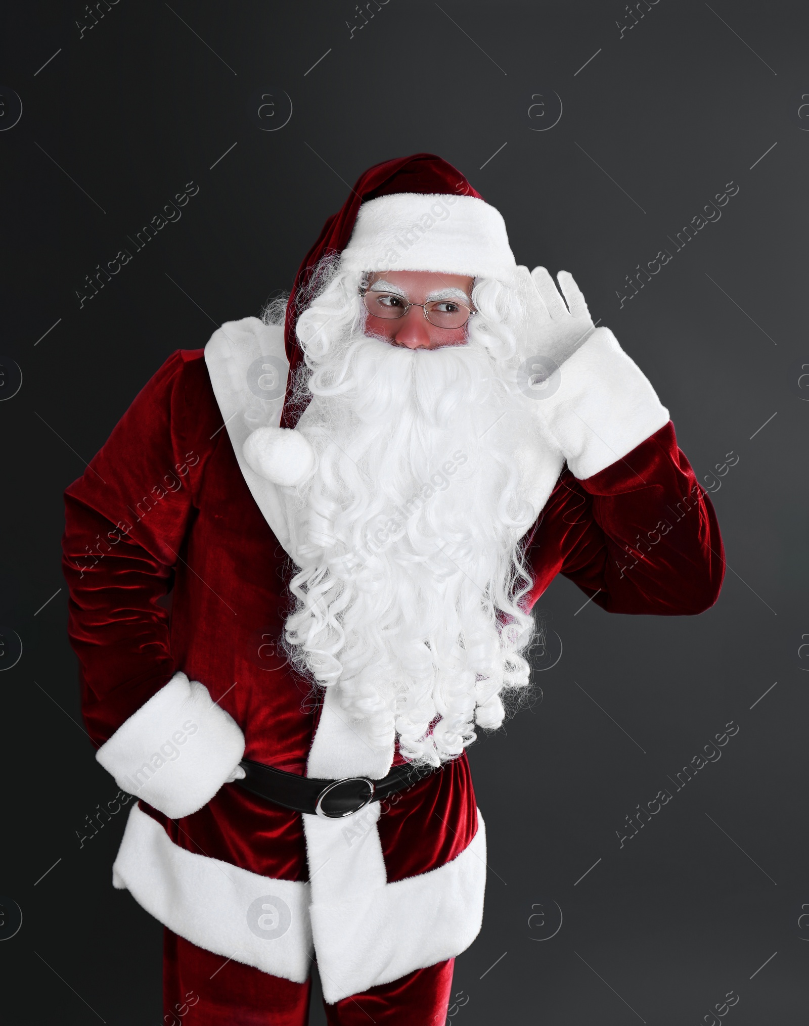 Photo of Portrait of Santa Claus on black background