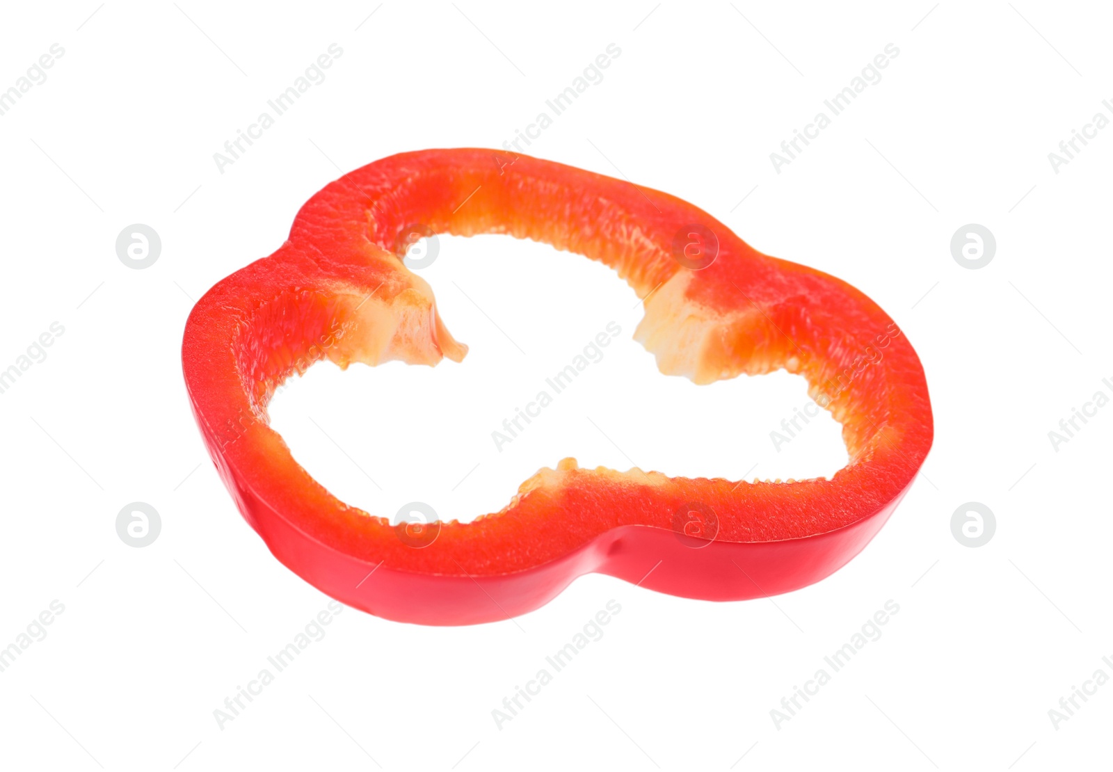 Photo of Slice of ripe bell pepper isolated on white