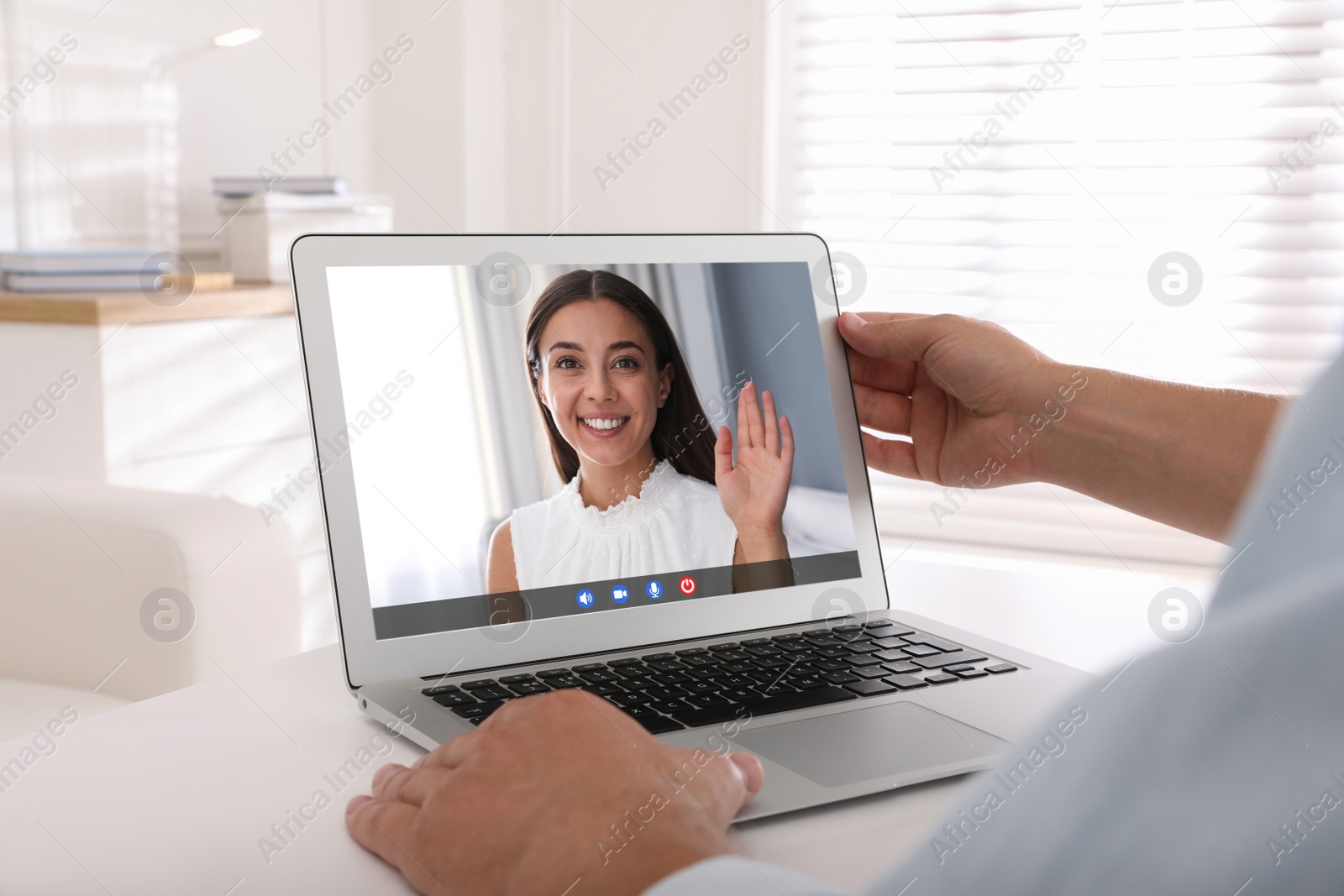 Image of Man using laptop for online studying, closeup. Webinar concept