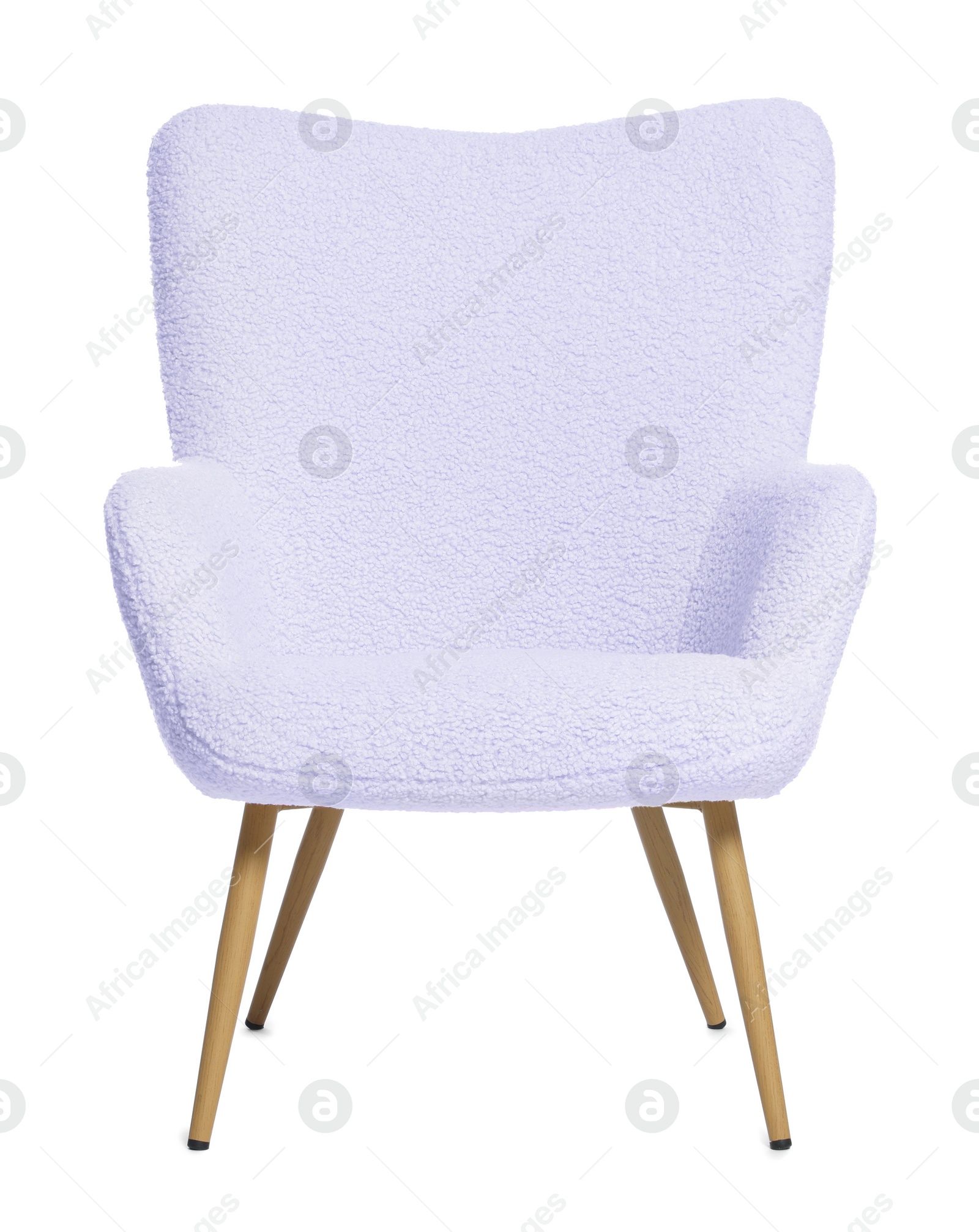 Image of One comfortable lavender color armchair isolated on white