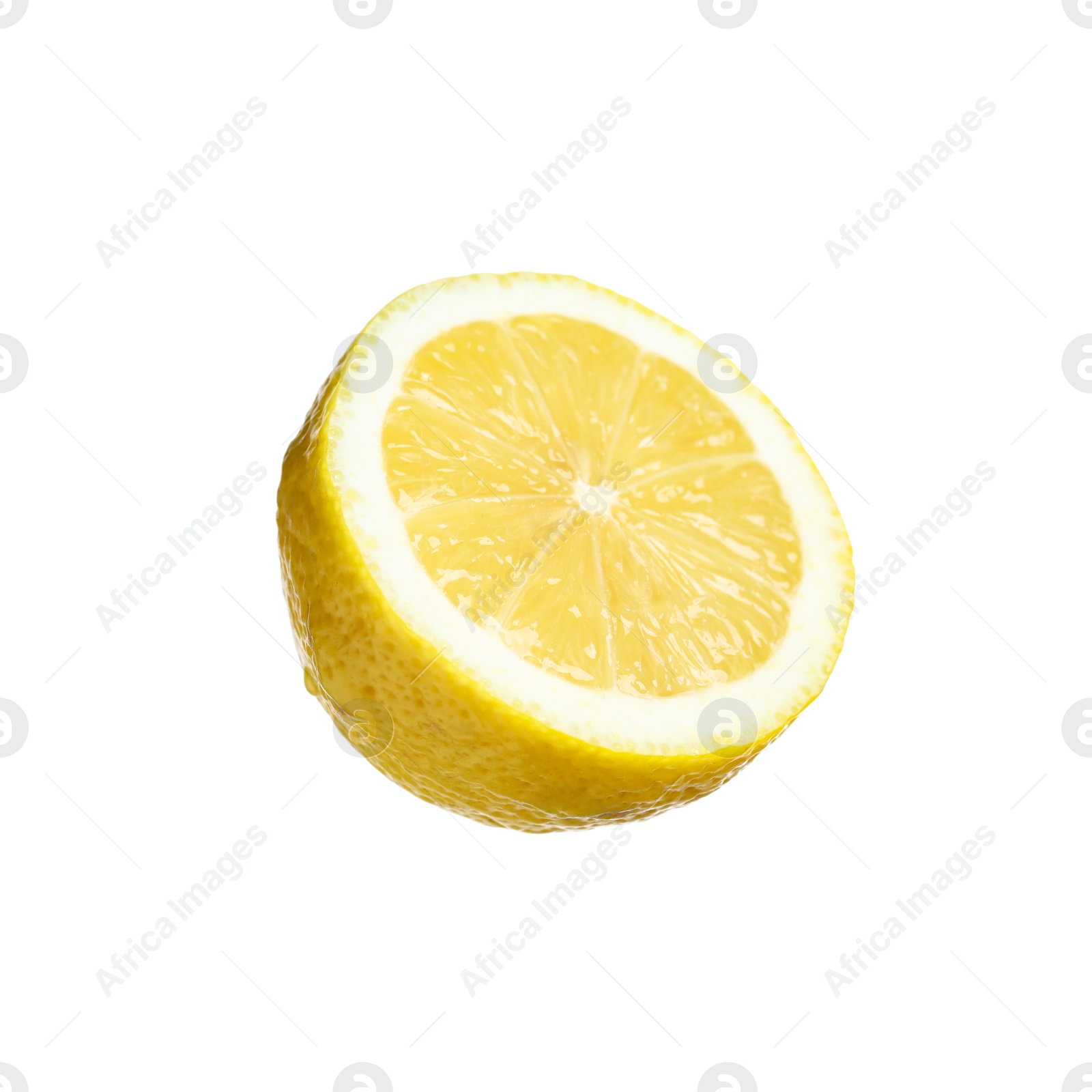 Photo of Half of lemon isolated on white. Citrus fruit