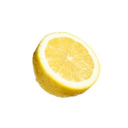 Photo of Half of lemon isolated on white. Citrus fruit