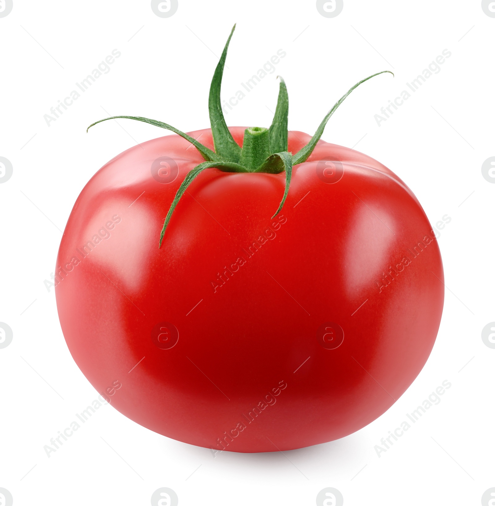 Photo of One red ripe tomato isolated on white