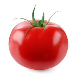 Photo of One red ripe tomato isolated on white