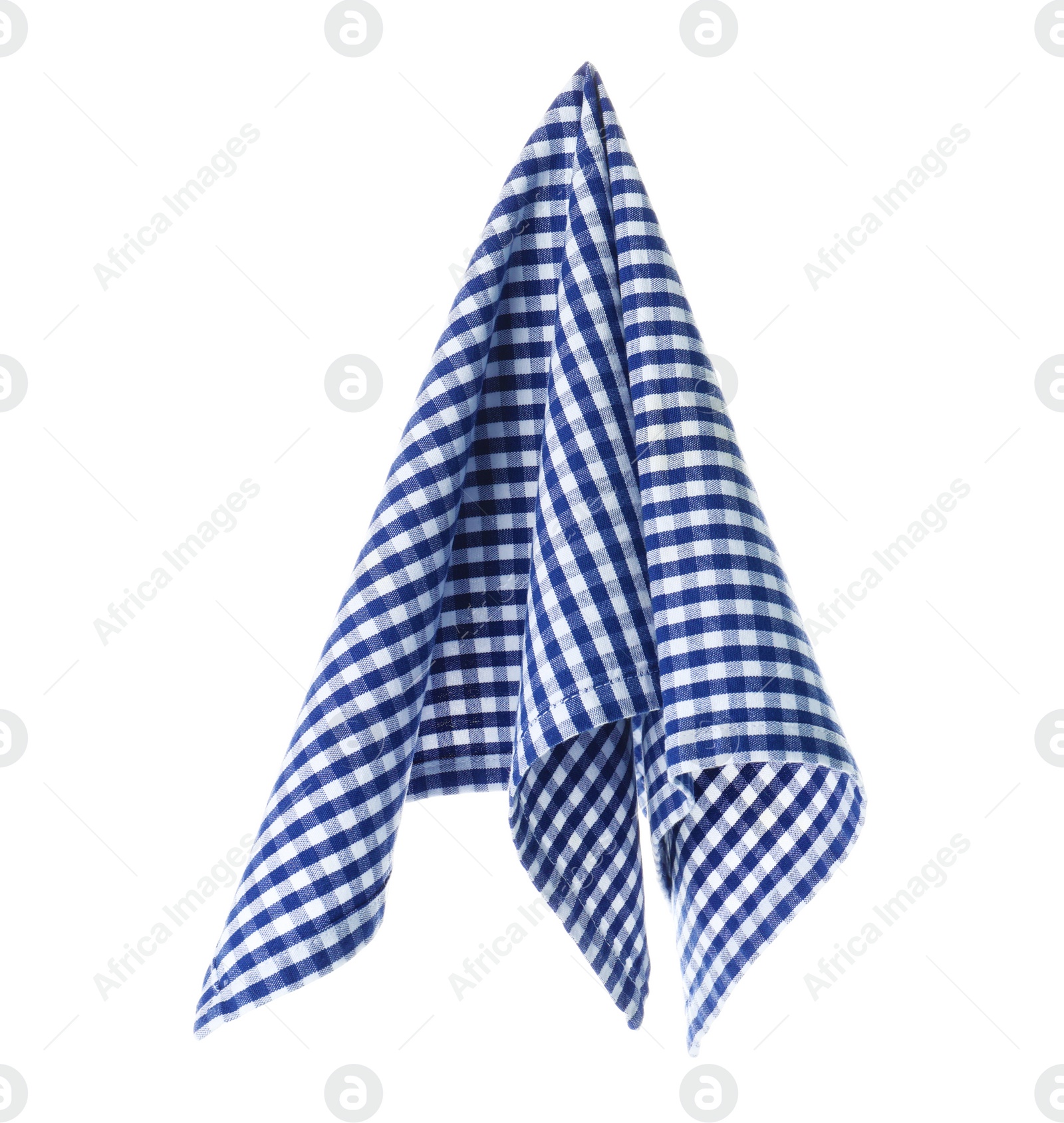 Photo of Checkered linen napkin on white background