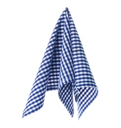 Photo of Checkered linen napkin on white background