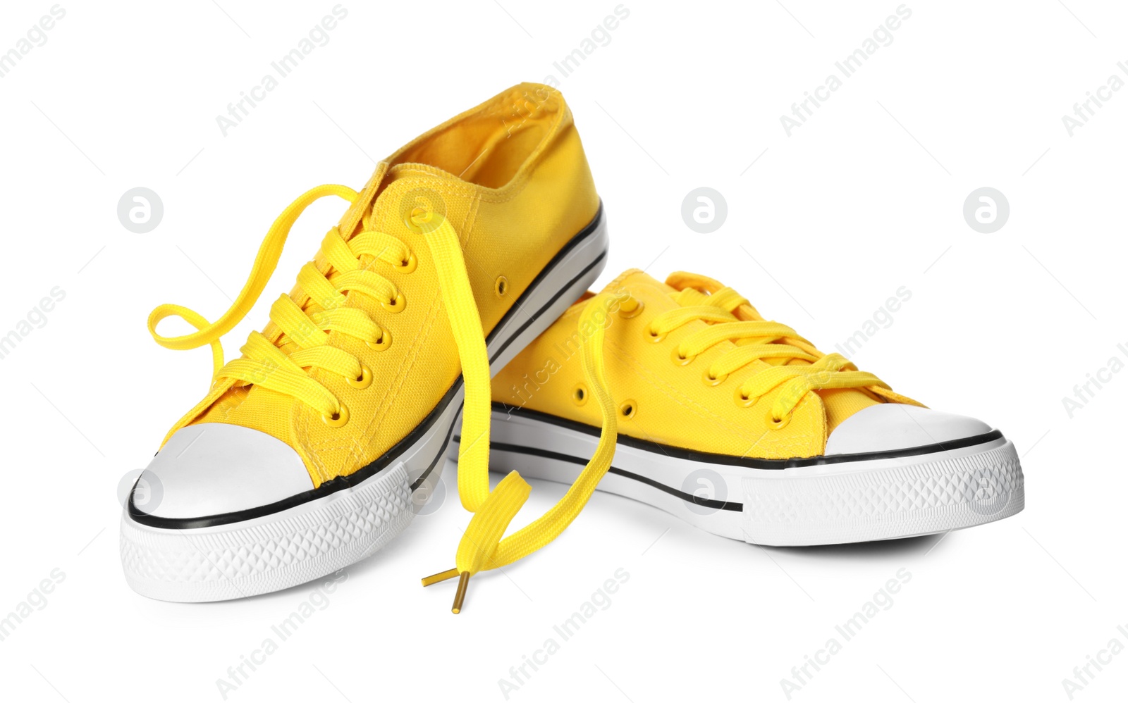 Photo of Pair of trendy sneakers isolated on white