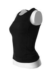 Black women's top isolated on white. Sports clothing