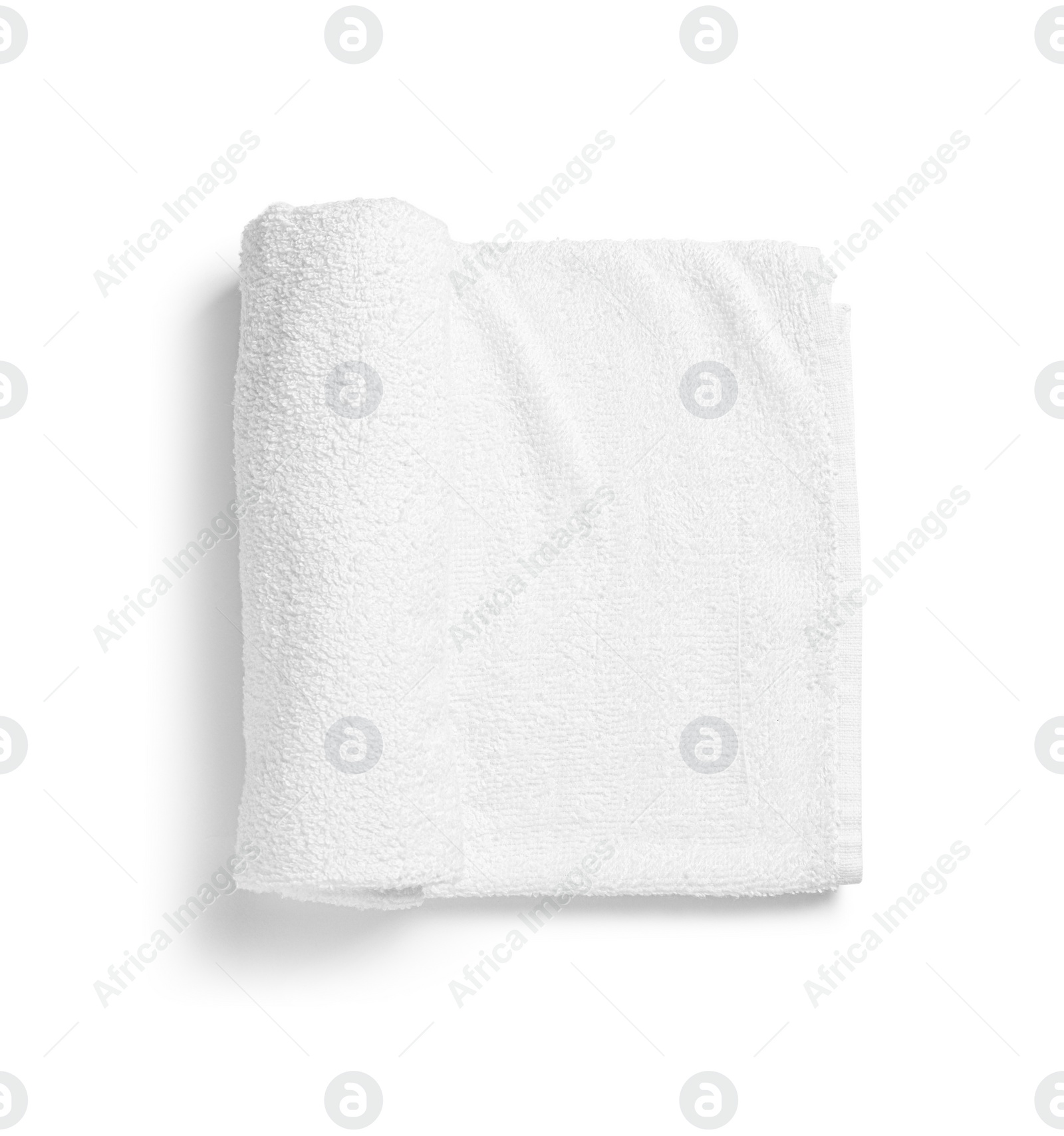 Photo of Soft terry towel isolated on white, top view