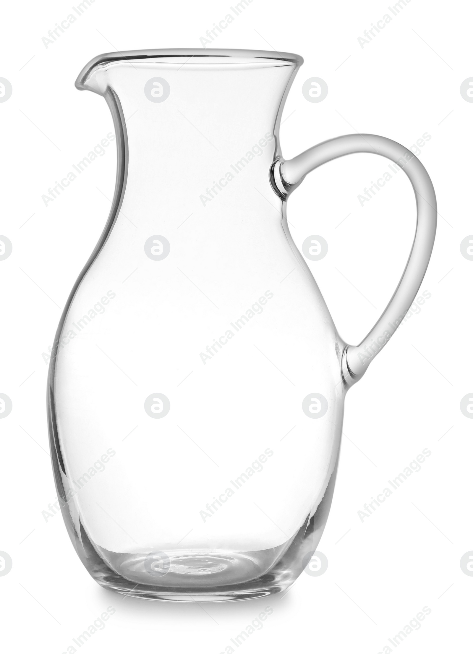 Photo of Clean empty glass jug isolated on white