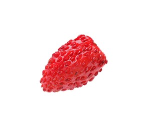 Photo of One ripe wild strawberry isolated on white