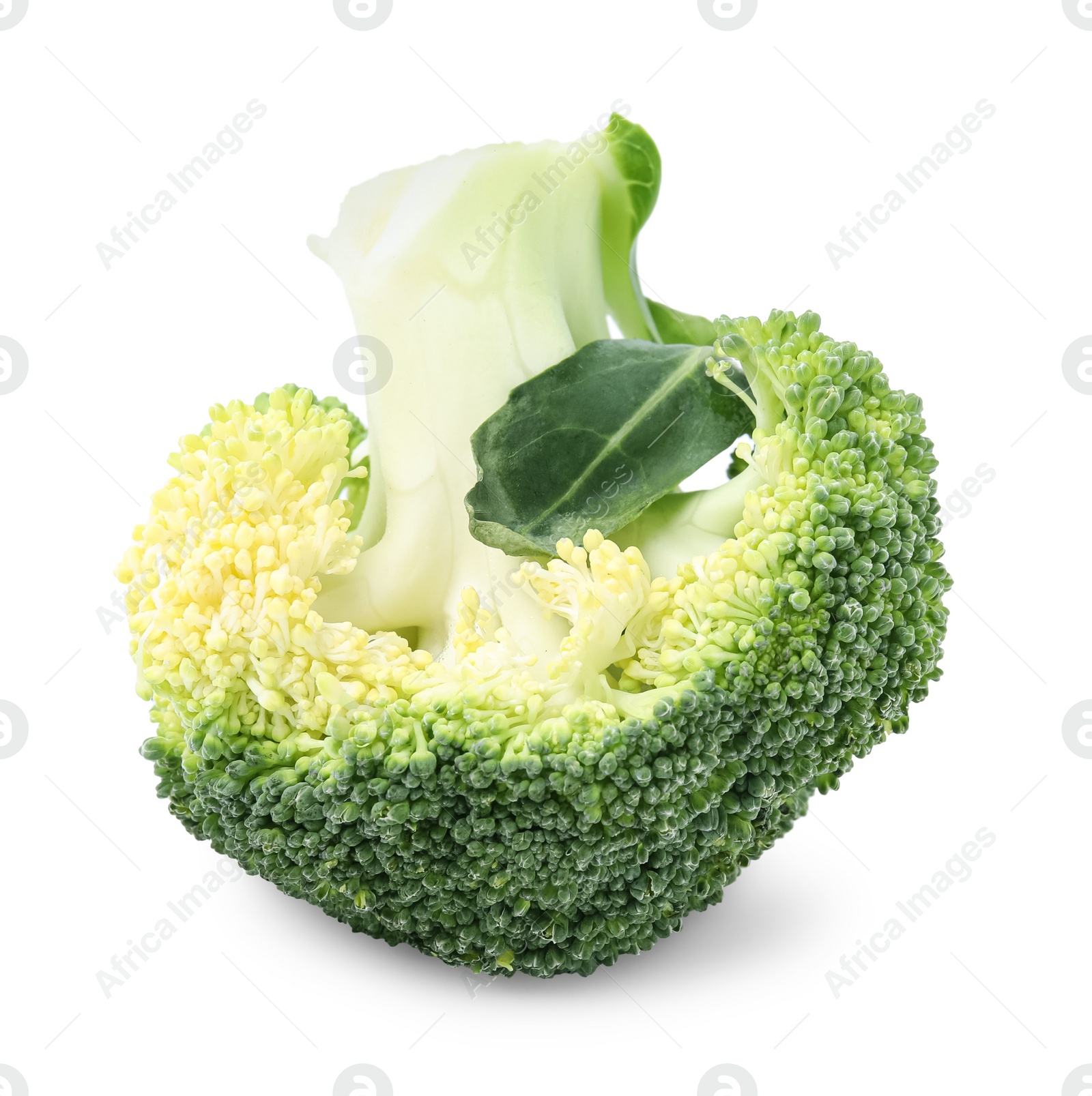 Photo of Cut green cauliflower on white background. Healthy food