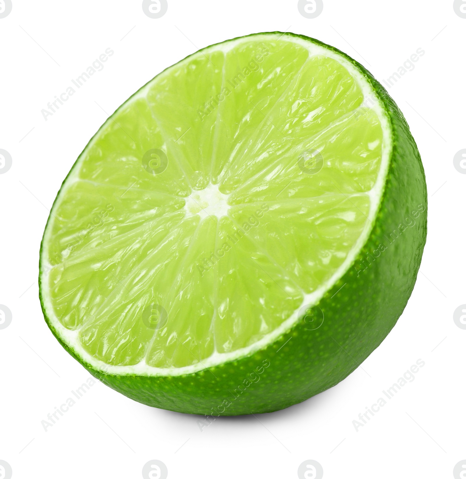 Photo of Half of fresh green ripe lime isolated on white