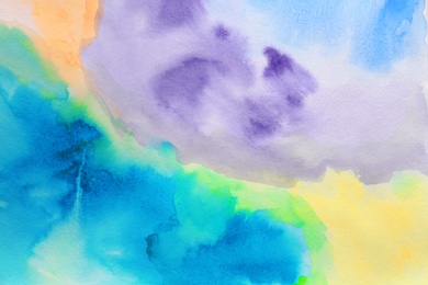 Photo of Abstract colorful background, closeup. Painted sheet of paper