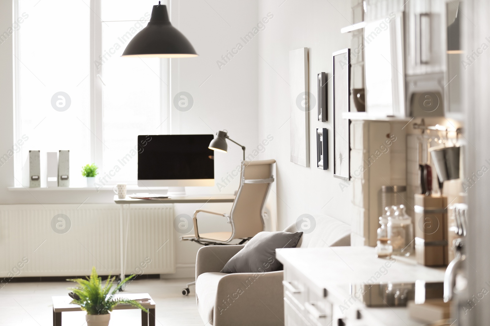 Photo of Modern room interior with lamps