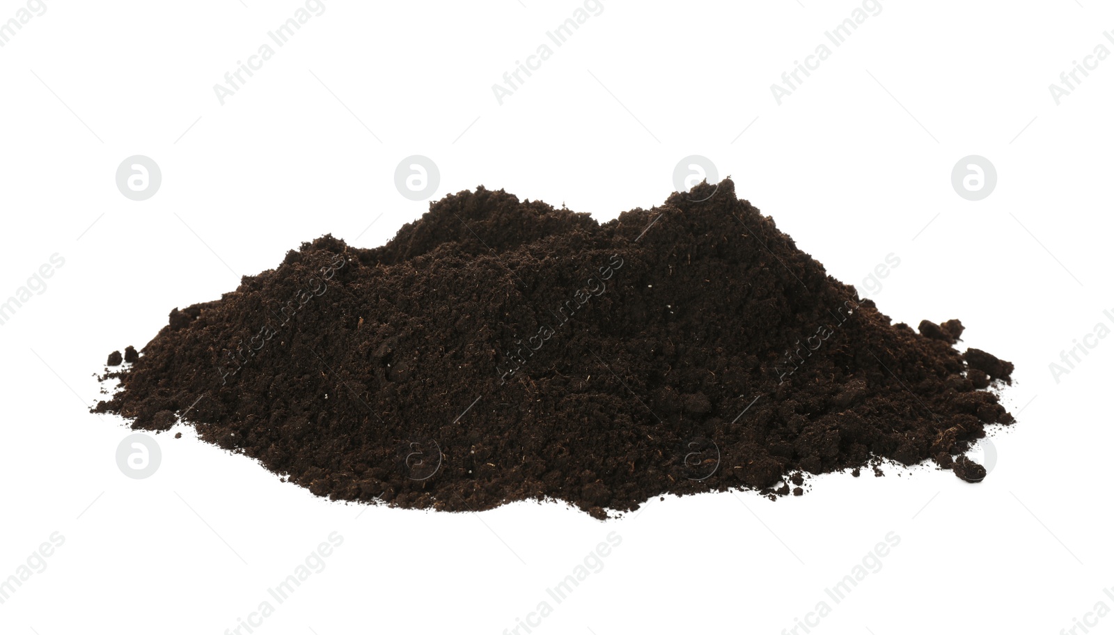 Photo of Pile of soil on white background. Fertile ground