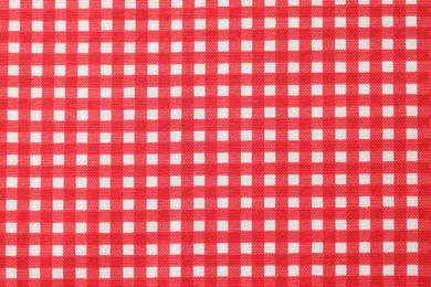 Photo of Red checkered tablecloth as background, top view