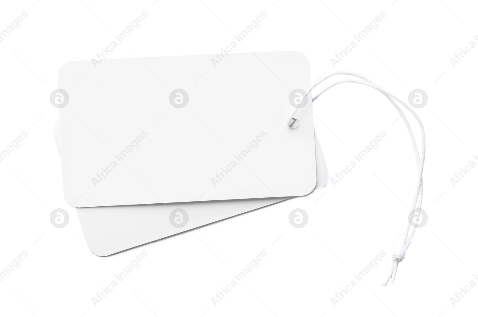 Photo of Cardboard tags with space for text isolated on white, top view