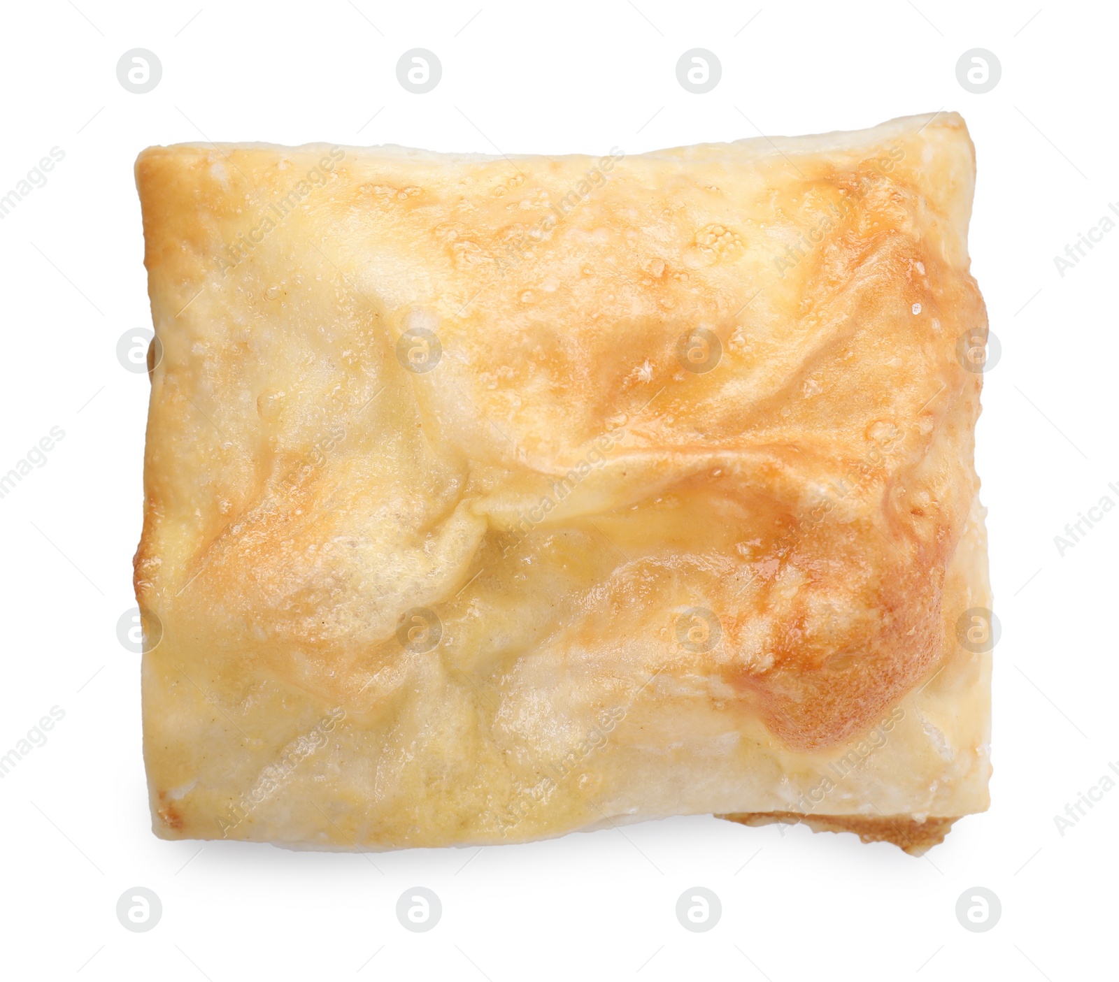 Photo of Delicious fresh puff pastry isolated on white, top view