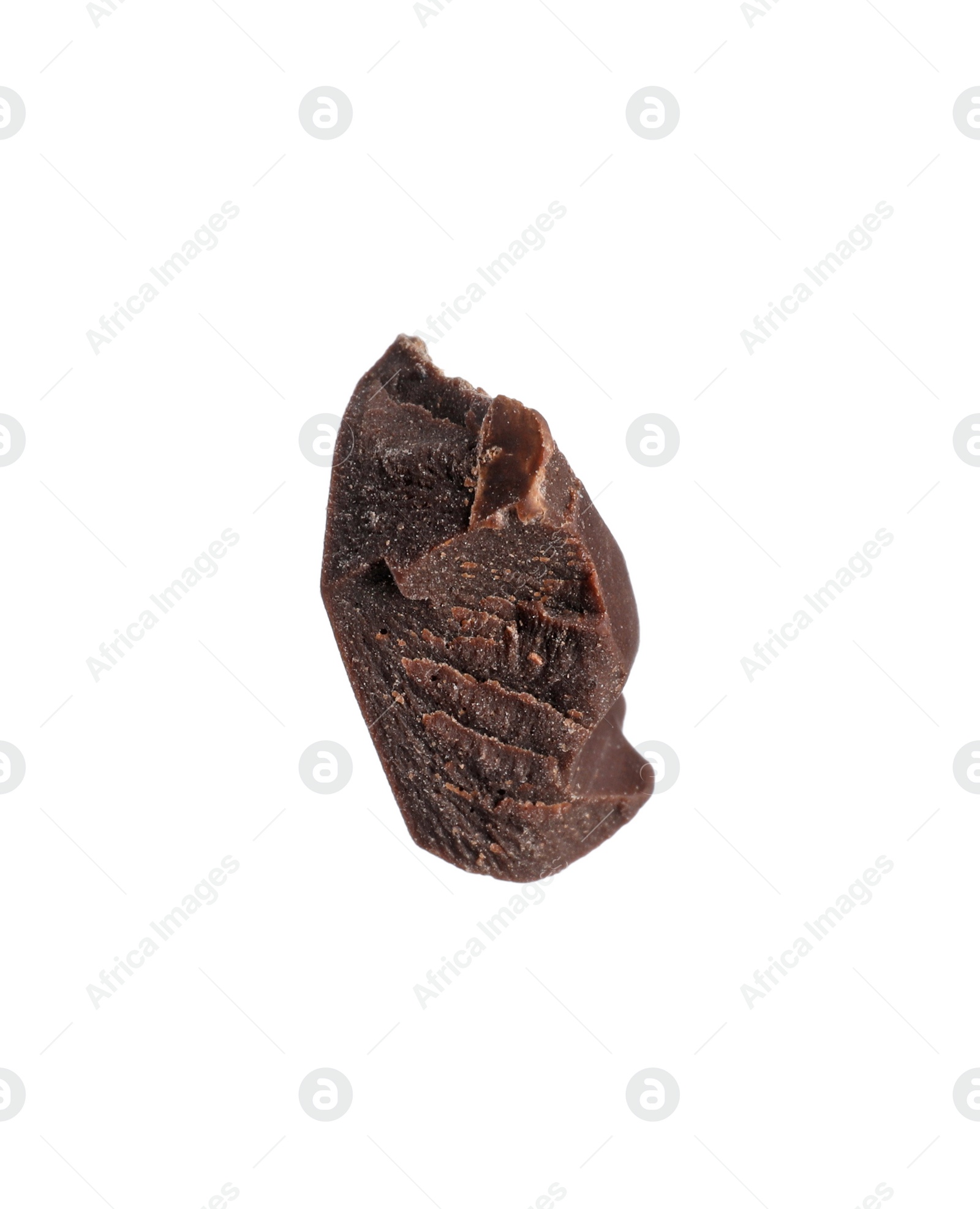 Photo of Piece of tasty chocolate bar isolated on white
