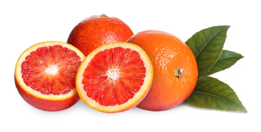 Image of Delicious ripe red oranges on white background. Banner design