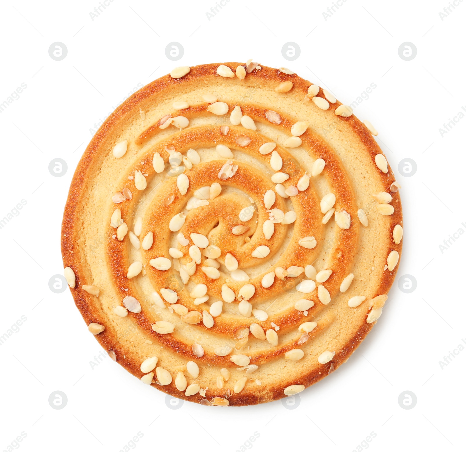 Photo of Grain cereal cookie on white background. Healthy snack