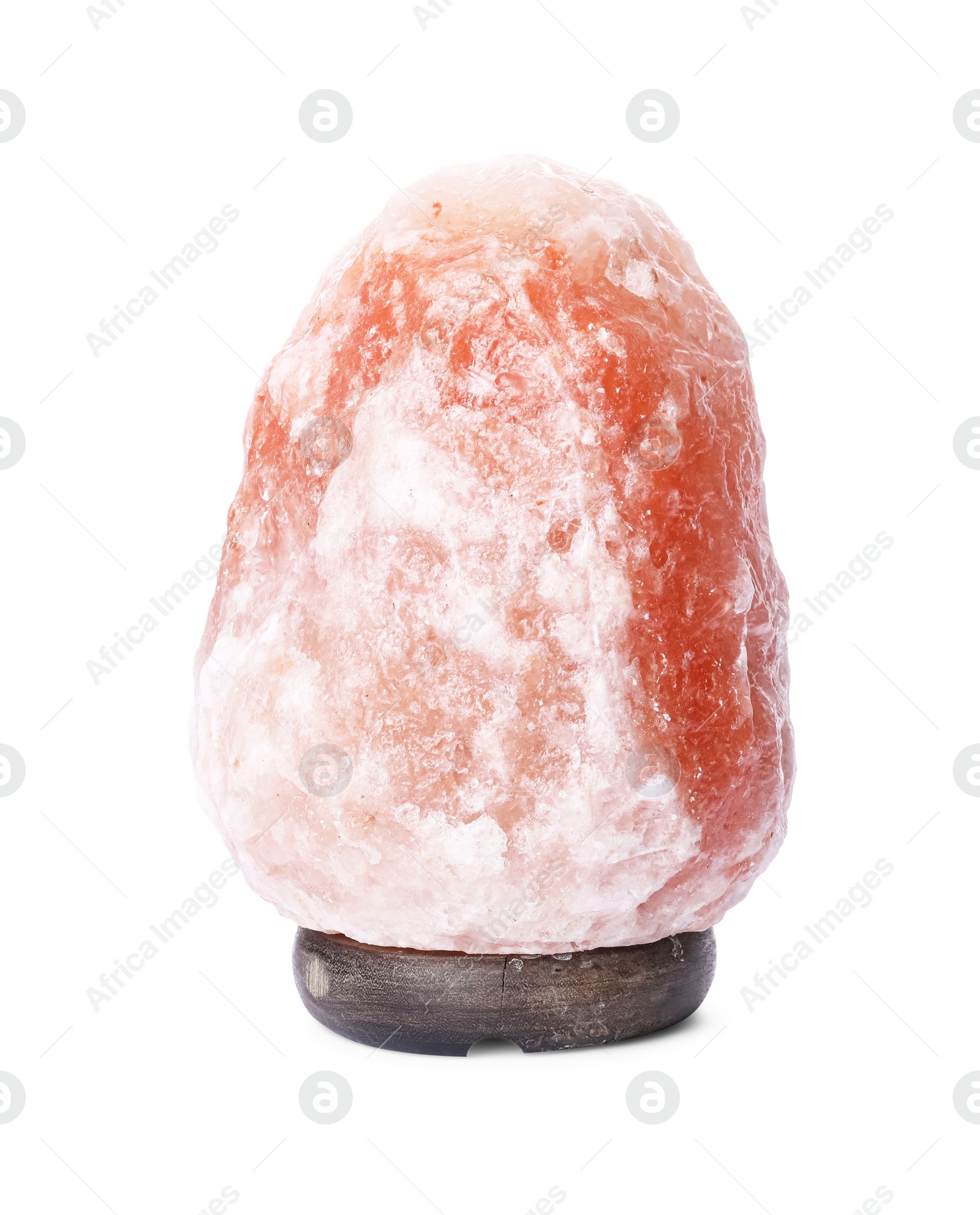 Photo of Pink Himalayan salt lamp isolated on white