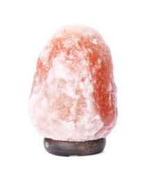 Photo of Pink Himalayan salt lamp isolated on white