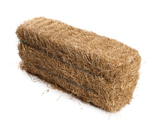 Photo of Bale of dried straw isolated on white