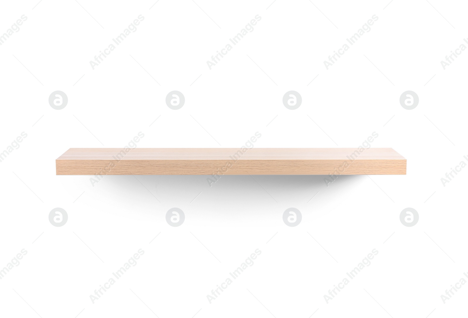 Photo of Empty stylish wooden shelf isolated on white