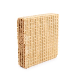 Delicious crispy wafer on white background. Sweet food