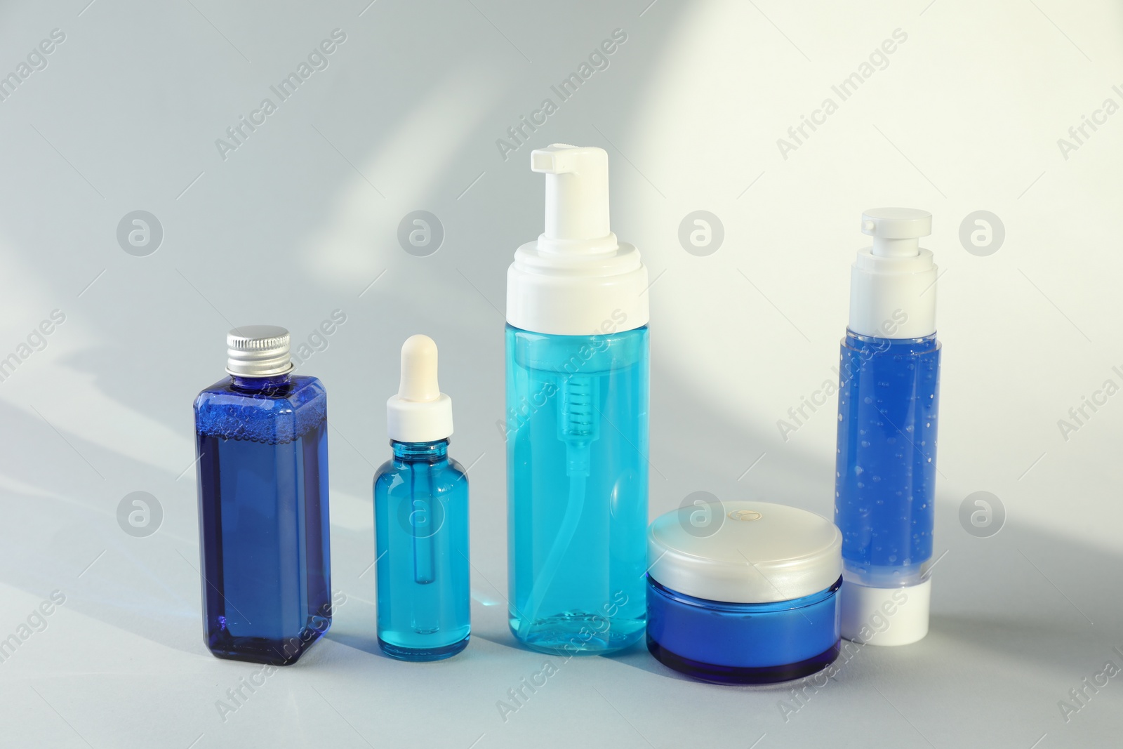 Photo of Set of luxury cosmetic products on white background