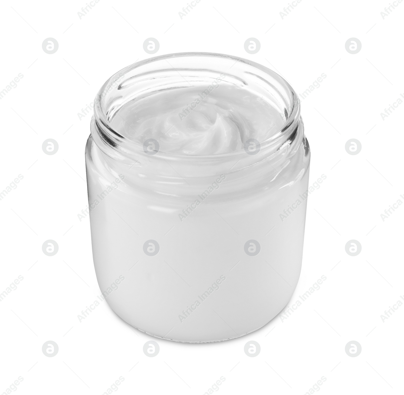 Photo of Jar of hand cream on white background