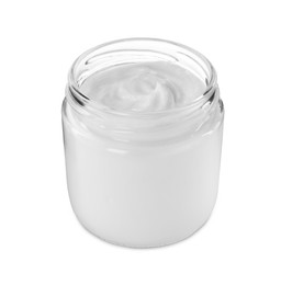 Photo of Jar of hand cream on white background