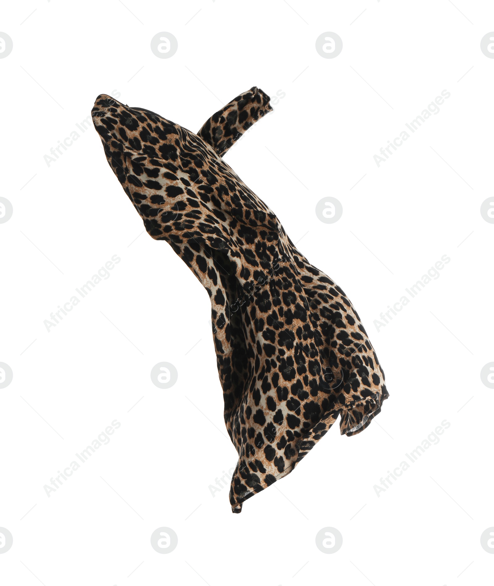 Photo of Leopard print dress isolated on white. Stylish clothes