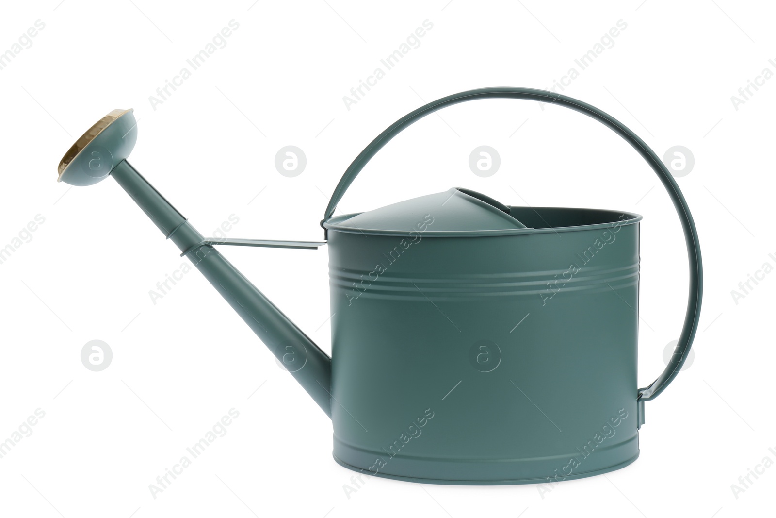 Photo of Metal watering can isolated on white. Gardening tool