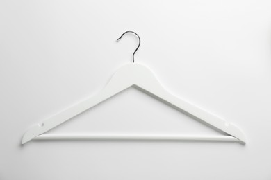 Photo of One hanger on white background, top view